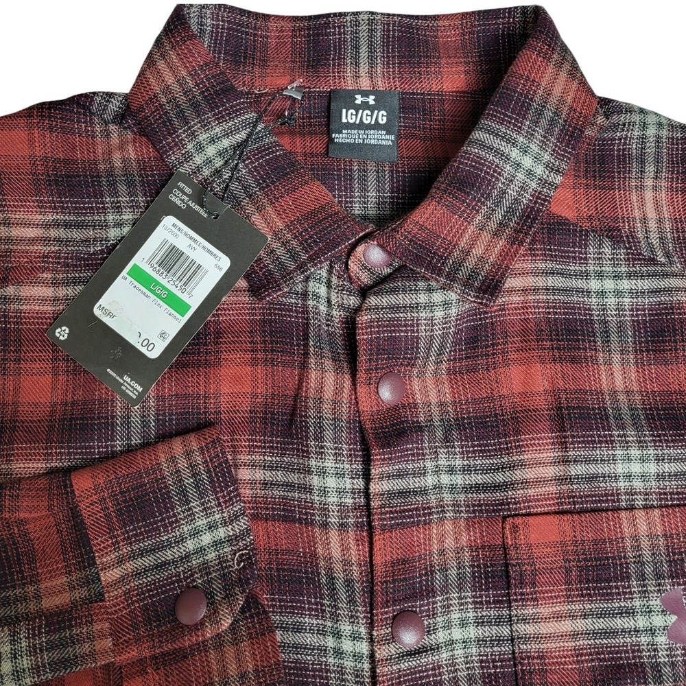 Under Armour Mens L Tradesman Flex Flannel Long Sleeve Snap button Shirt Plaid